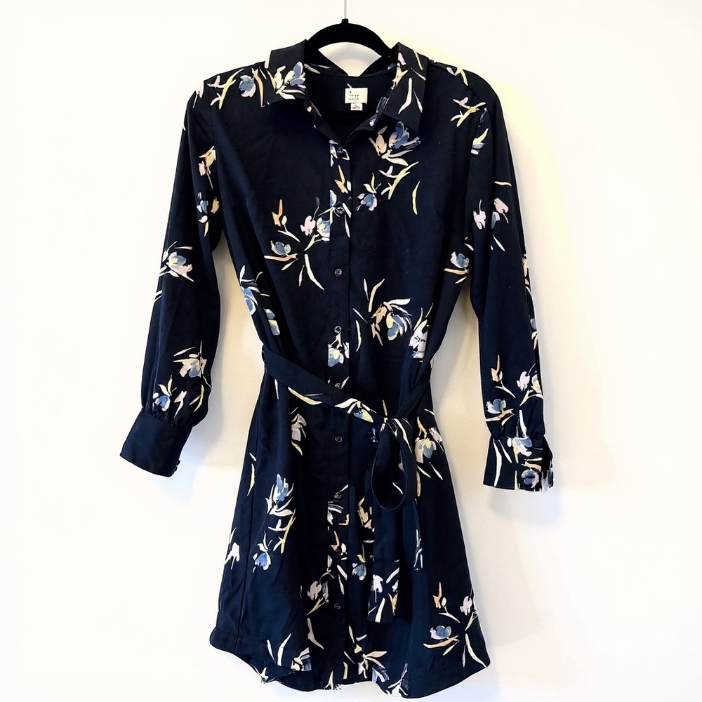 a new day Navy Floral Long Sleeve Dress
